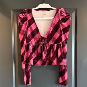 Maeve NWOT Pink and Black Plaid Blouse